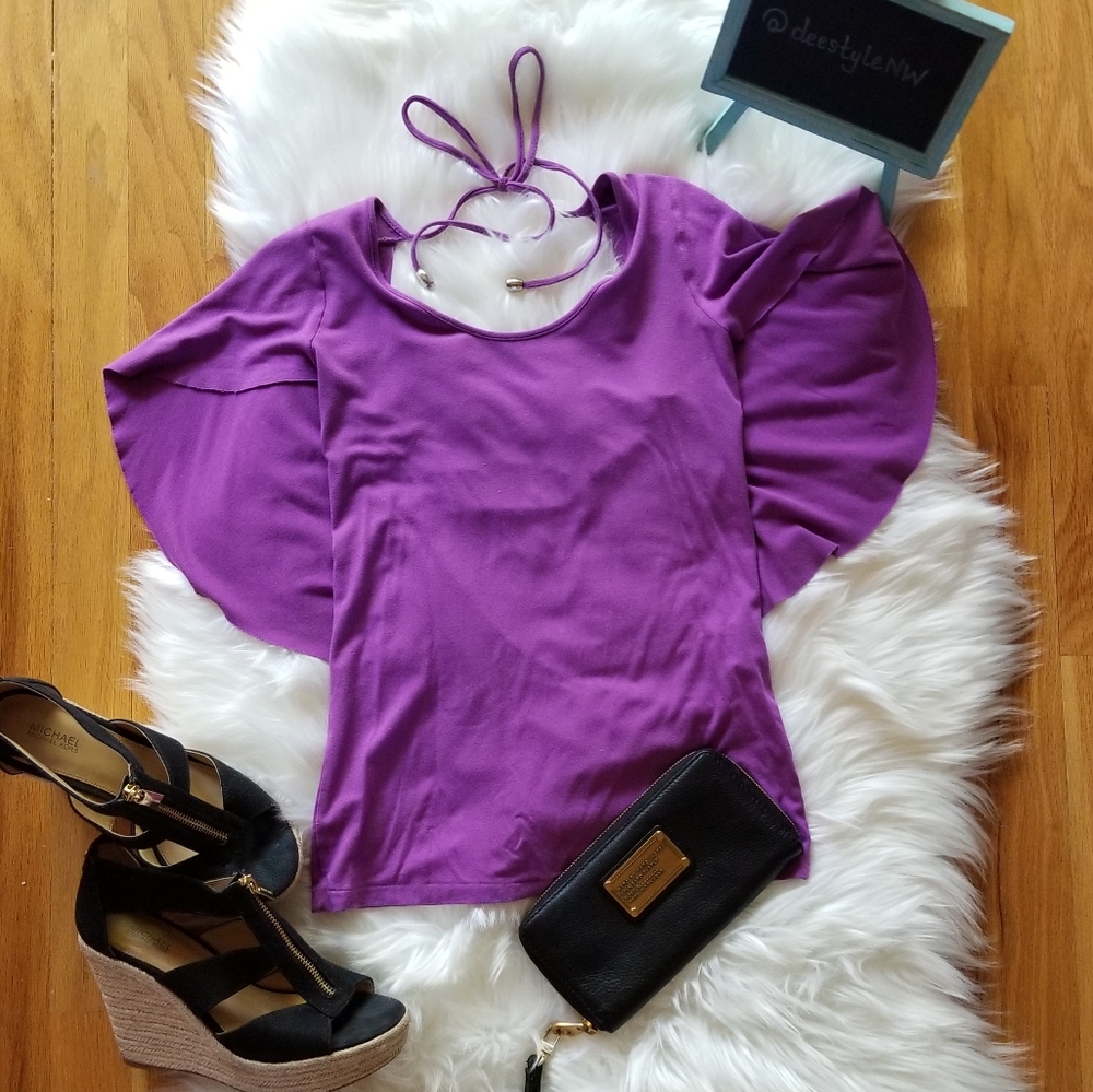 Armani Exchange Purple Round Scoop Tie Knot Cape